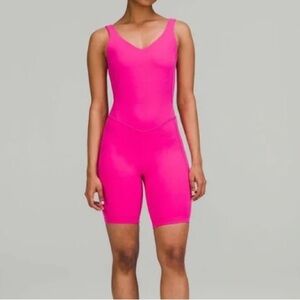 lululemon Sonic Pink Align Bodysuit with 8" Shorts Size 8